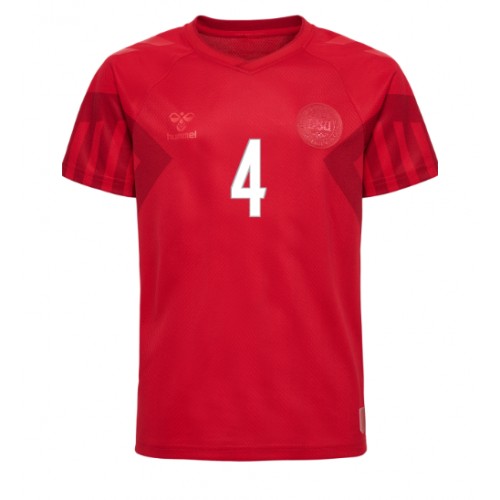 Denmark Simon Kjaer #4 Replica Home Shirt World Cup 2022 Short Sleeve